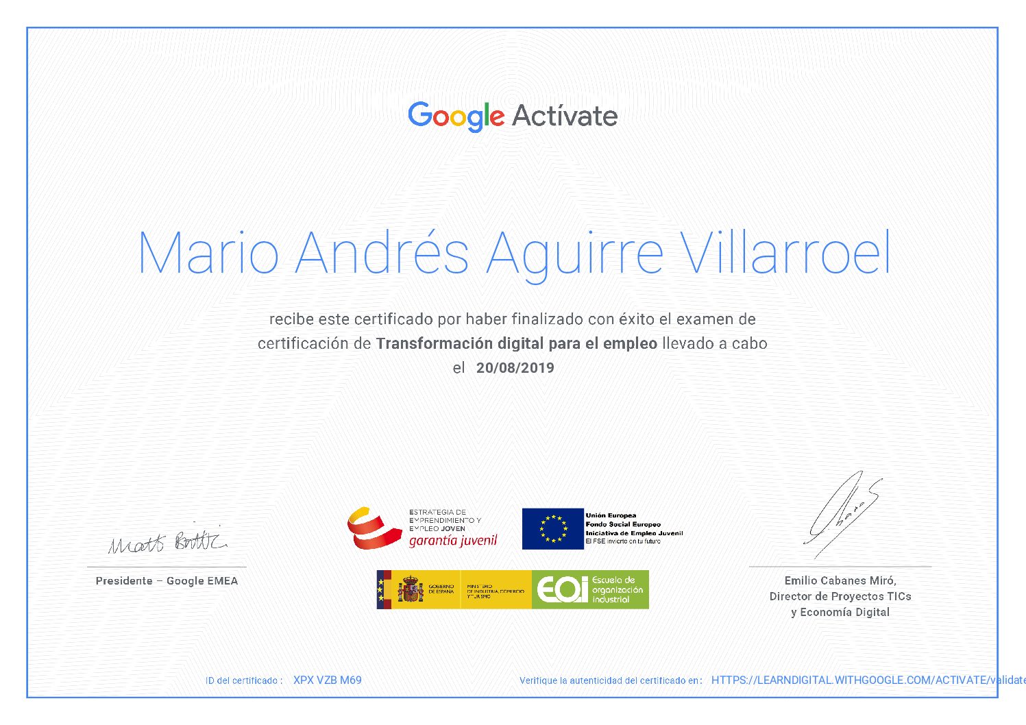 Certificación en Transformación digital para el empleo