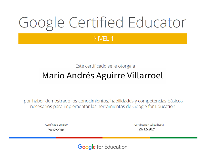 Certificado Google Educator Nivel 1