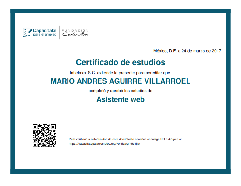 Certificado en Asistente Web