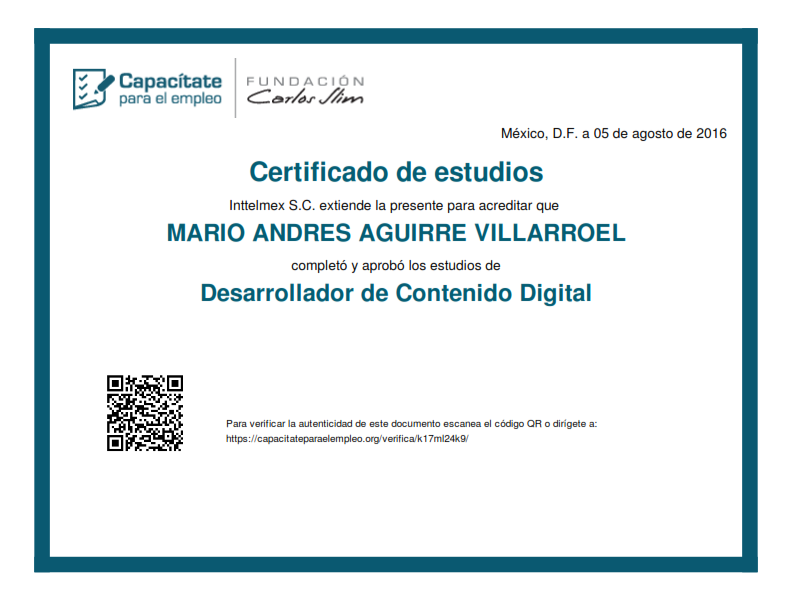 Certificado en Desarrollador de Contenido Digital