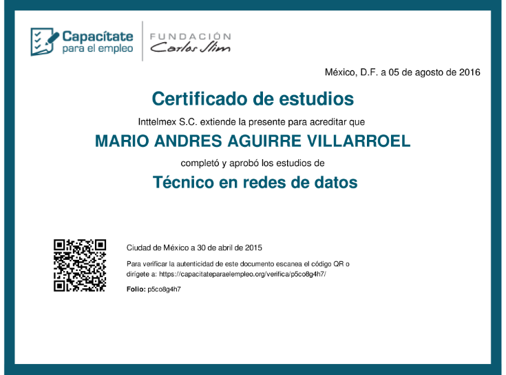 Certificado en Técnico en Redes de Datos