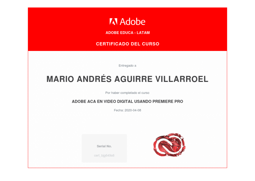 CERTIFICADO ACA EN VIDEO DIGITAL USANDO PREMIERE PRO