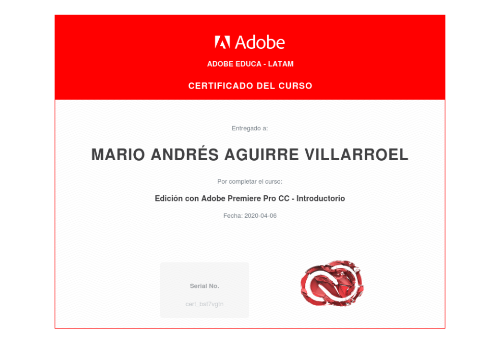 CERTIFICADO EN EDICION CON ADOBE PREMIERE PRO CC