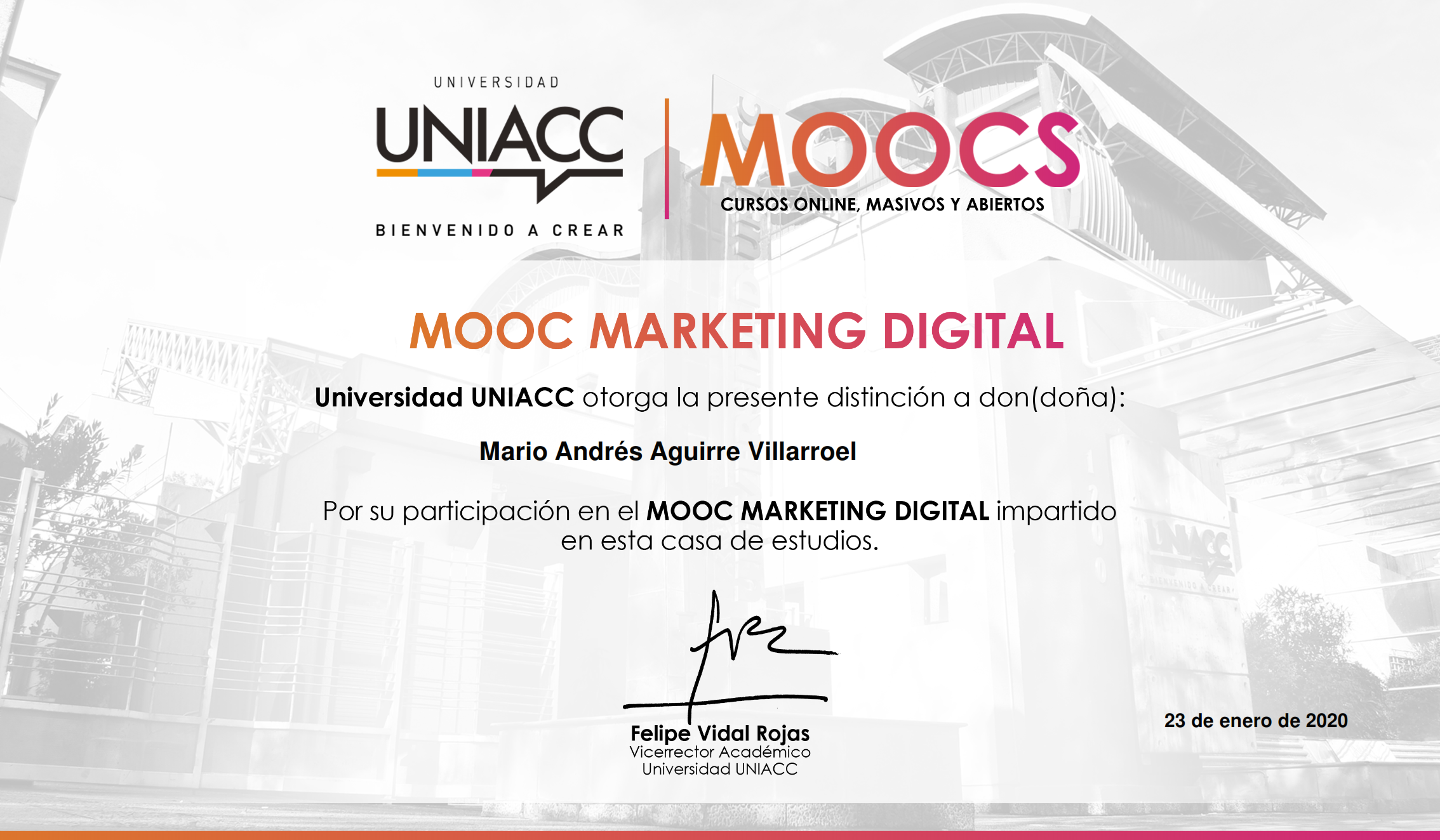 CERTIFICADO MARKETINK DIGITAL UNIACC